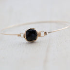 Gold Onyx Bezel Wrapped Bracelet, Size 7 in.