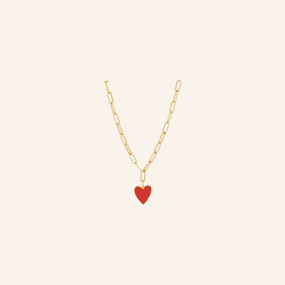 Lila Enamel Heart Necklace