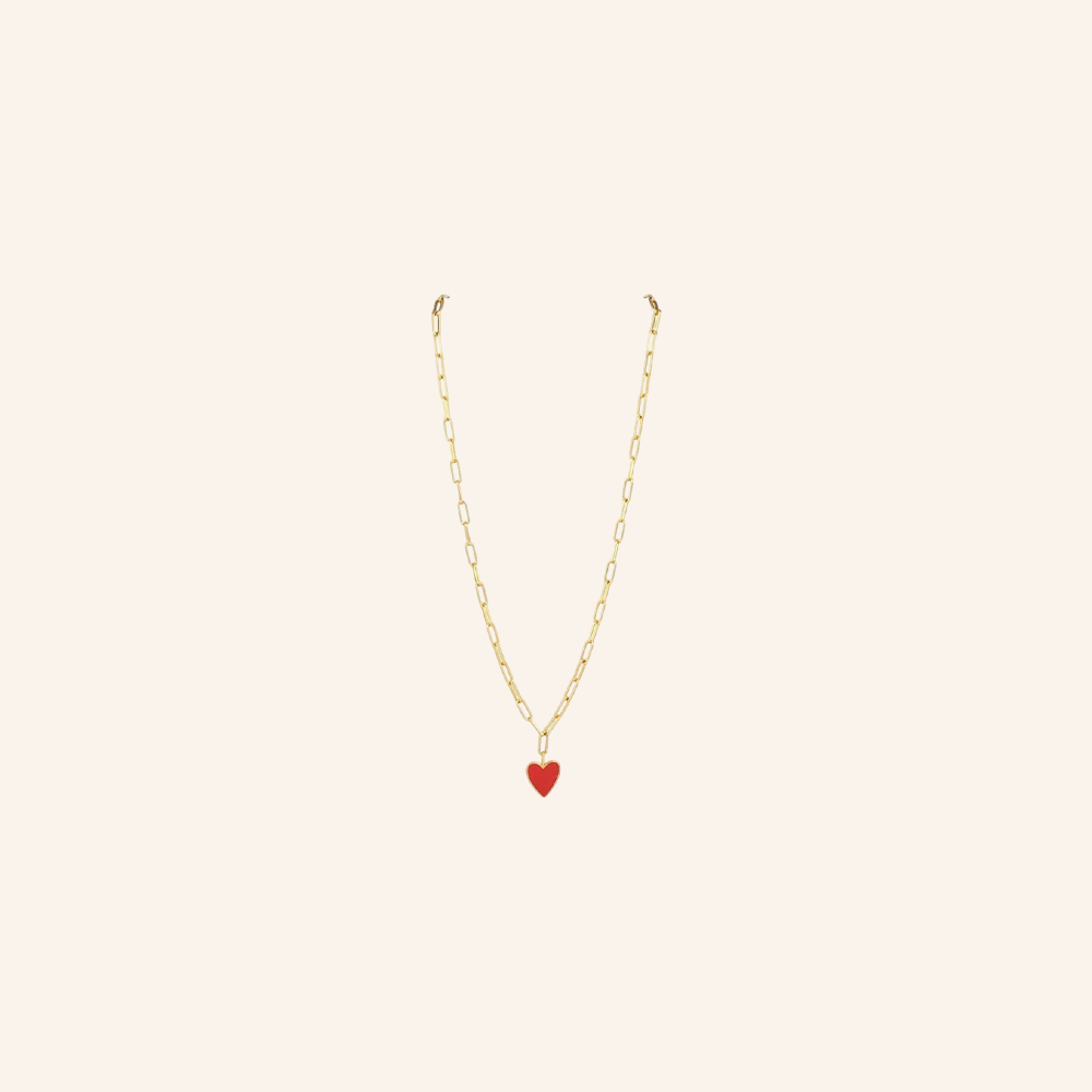 Lila Enamel Heart Necklace