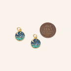 Ocean Night Sky Scene with Stars Moon Enamel Charm 18k Gold Filled