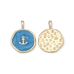 Gold enamel Anchor Charms,18K Gold Filled enamel Pendant Charm