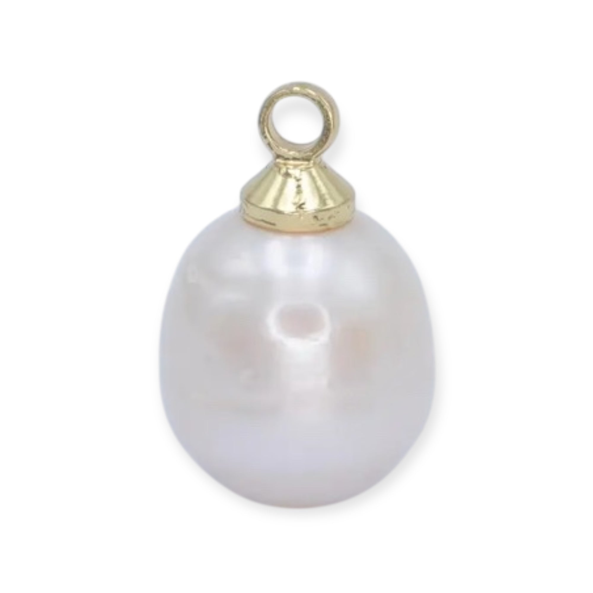 14k Gold Filled 14x8.4mm White Pearl Oval Drop Charm
