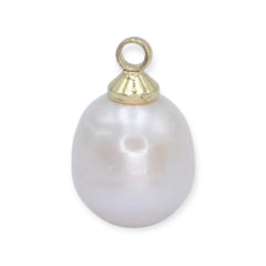 14k Gold Filled 14x8.4mm White Pearl Oval Drop Charm