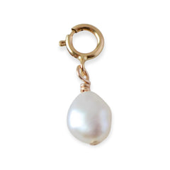 Genuine Baroque Pearl June Birthstone Gemstone add on Charm with Clasp