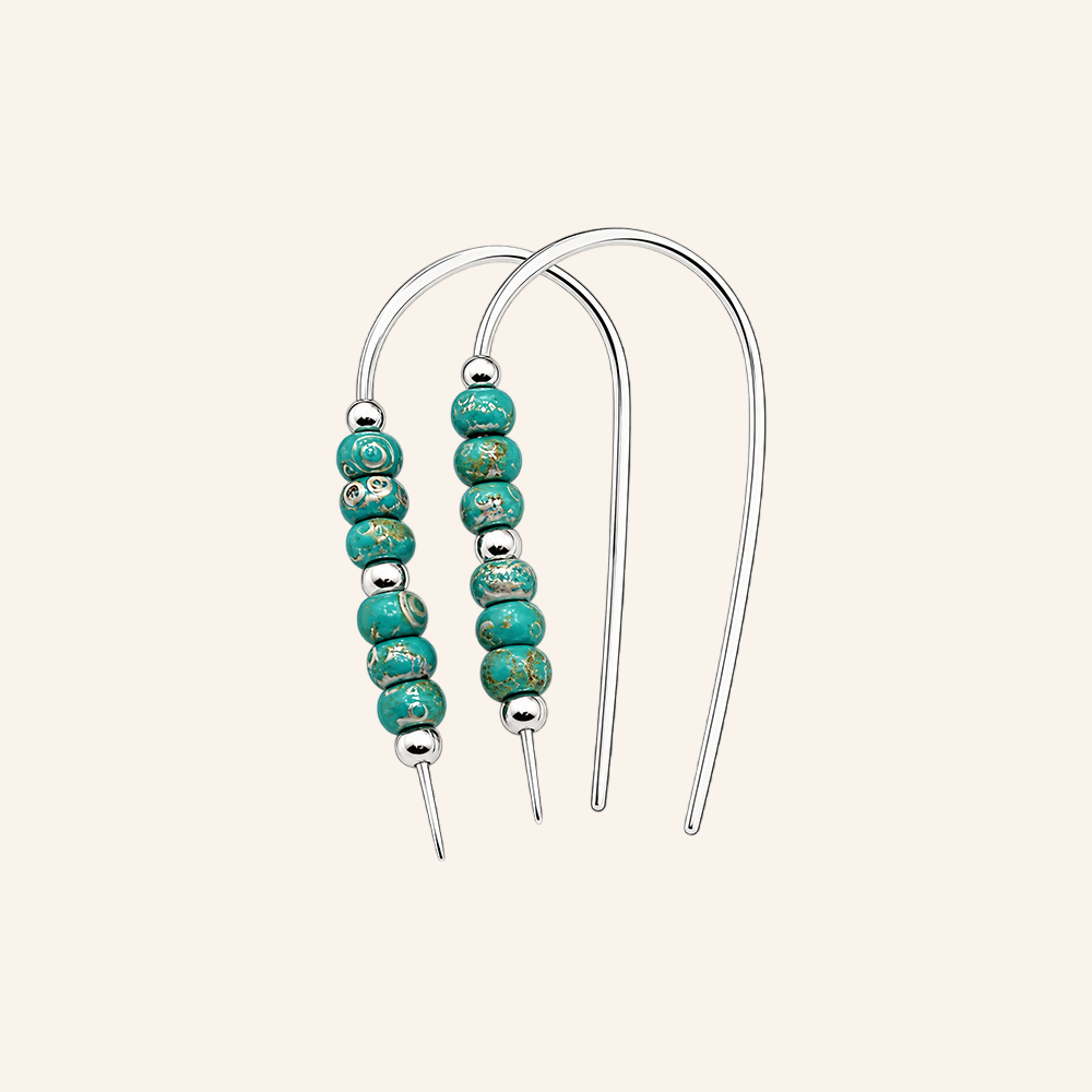 Silver Threader Turquoise Bead Earrings