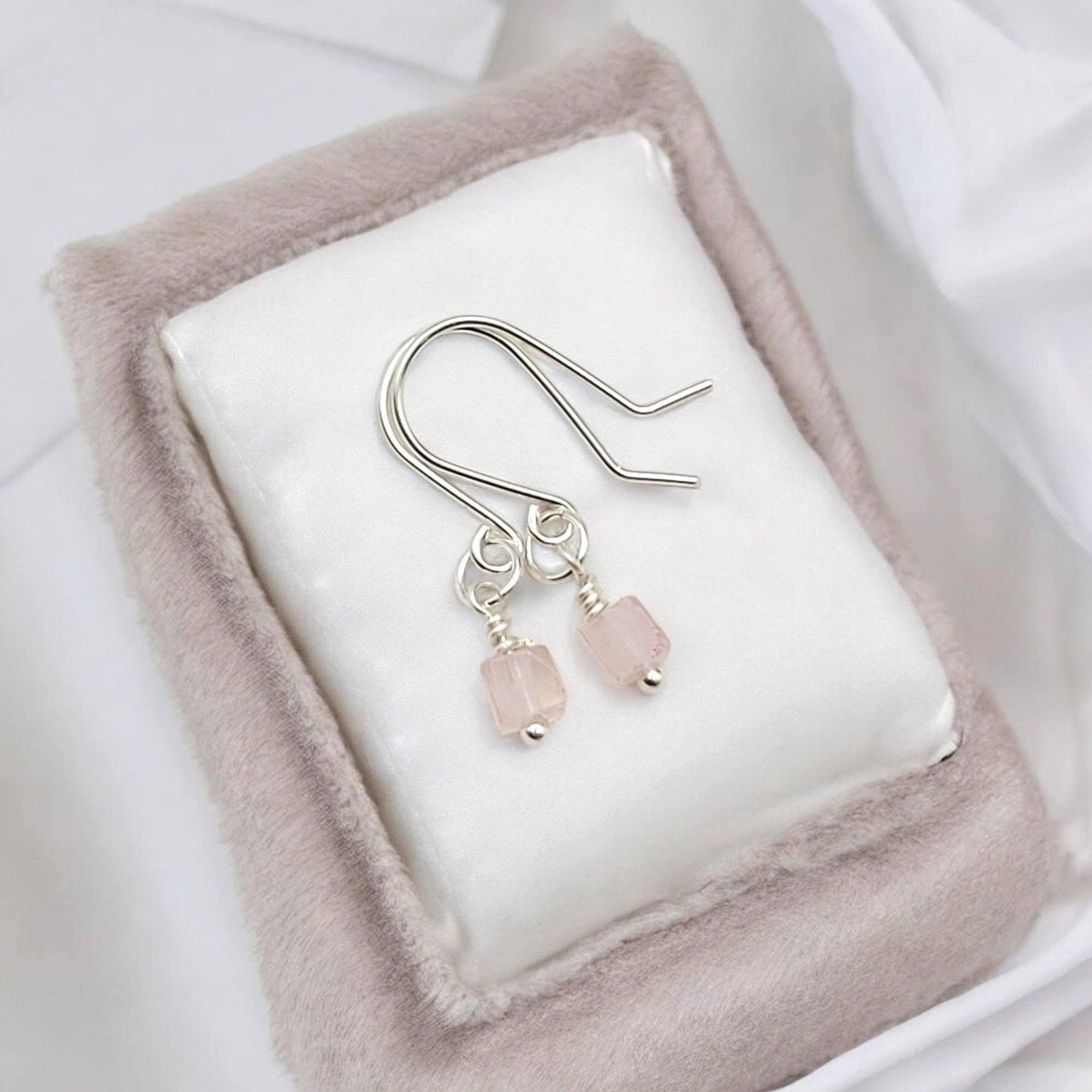 Silver & Rose Quartz Earrings in Georgia
