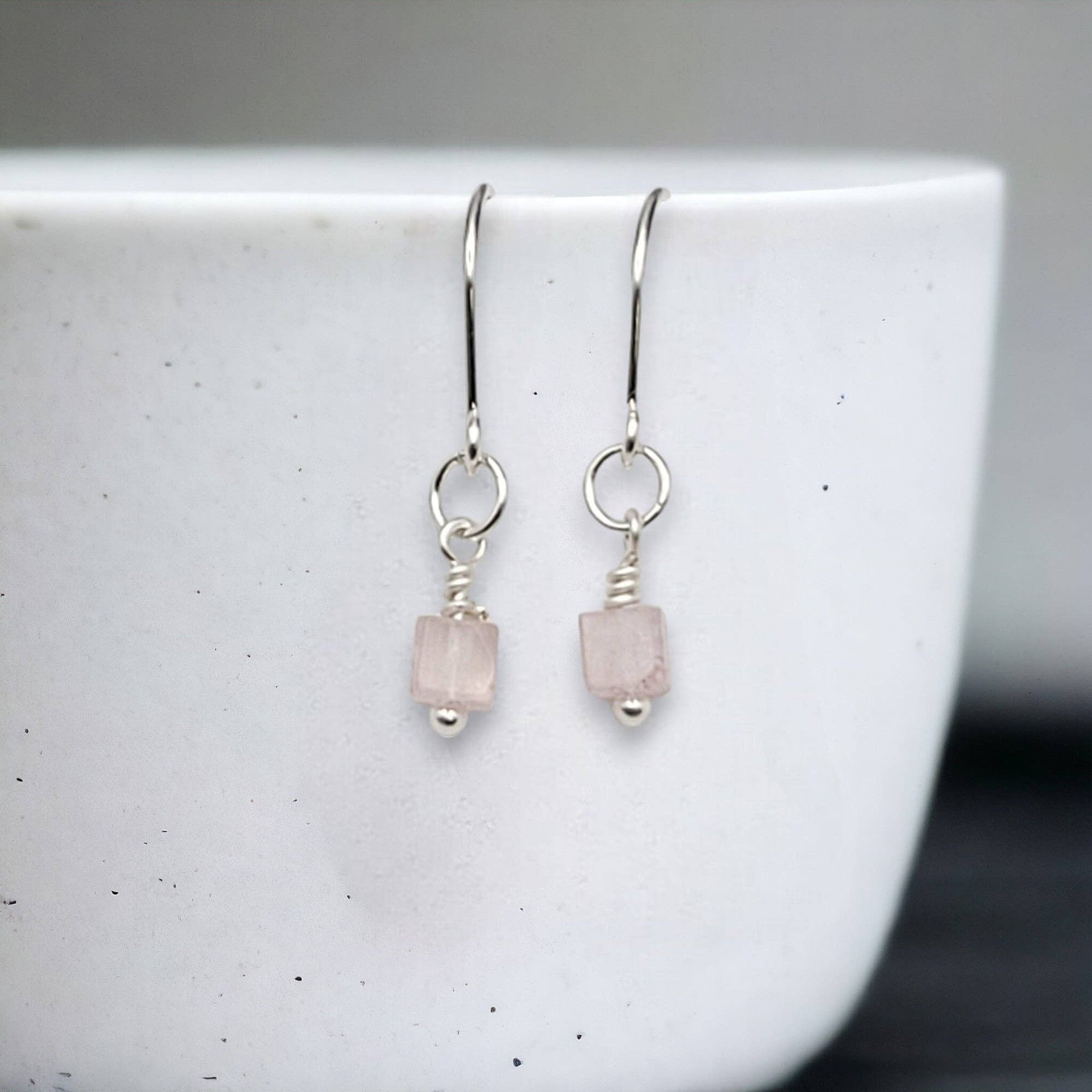 Silver & Rose Quartz Earrings in Georgia
