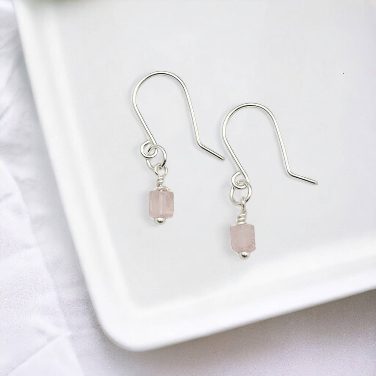 Silver & Rose Quartz Earrings in Georgia