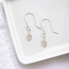Silver & Rose Quartz Earrings in Georgia