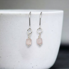 Silver & Rose Quartz Earrings in Georgia