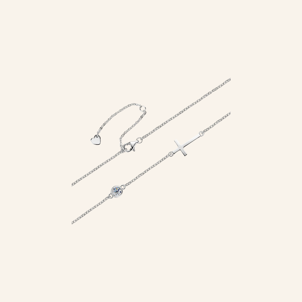 The “GG”, Moissanite Horizontal Cross Necklace