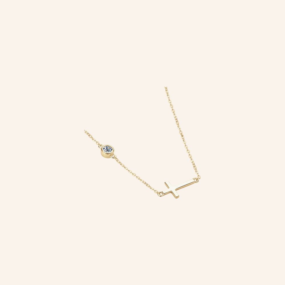 The “GG”, Moissanite Horizontal Cross Necklace