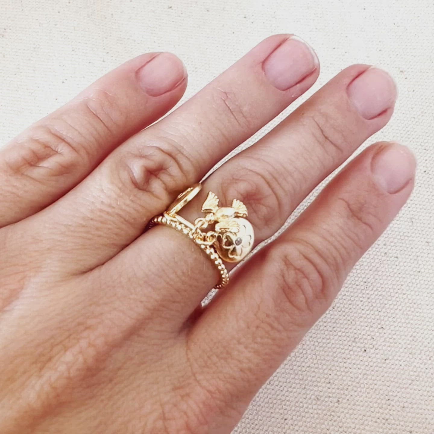 Gold Protection Charms Ring