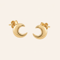 Pair of smooth polished gold crescent moon stud earrings