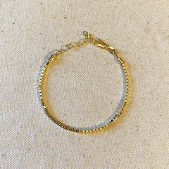 Gold 2.0 mm Box Chain Bracelet