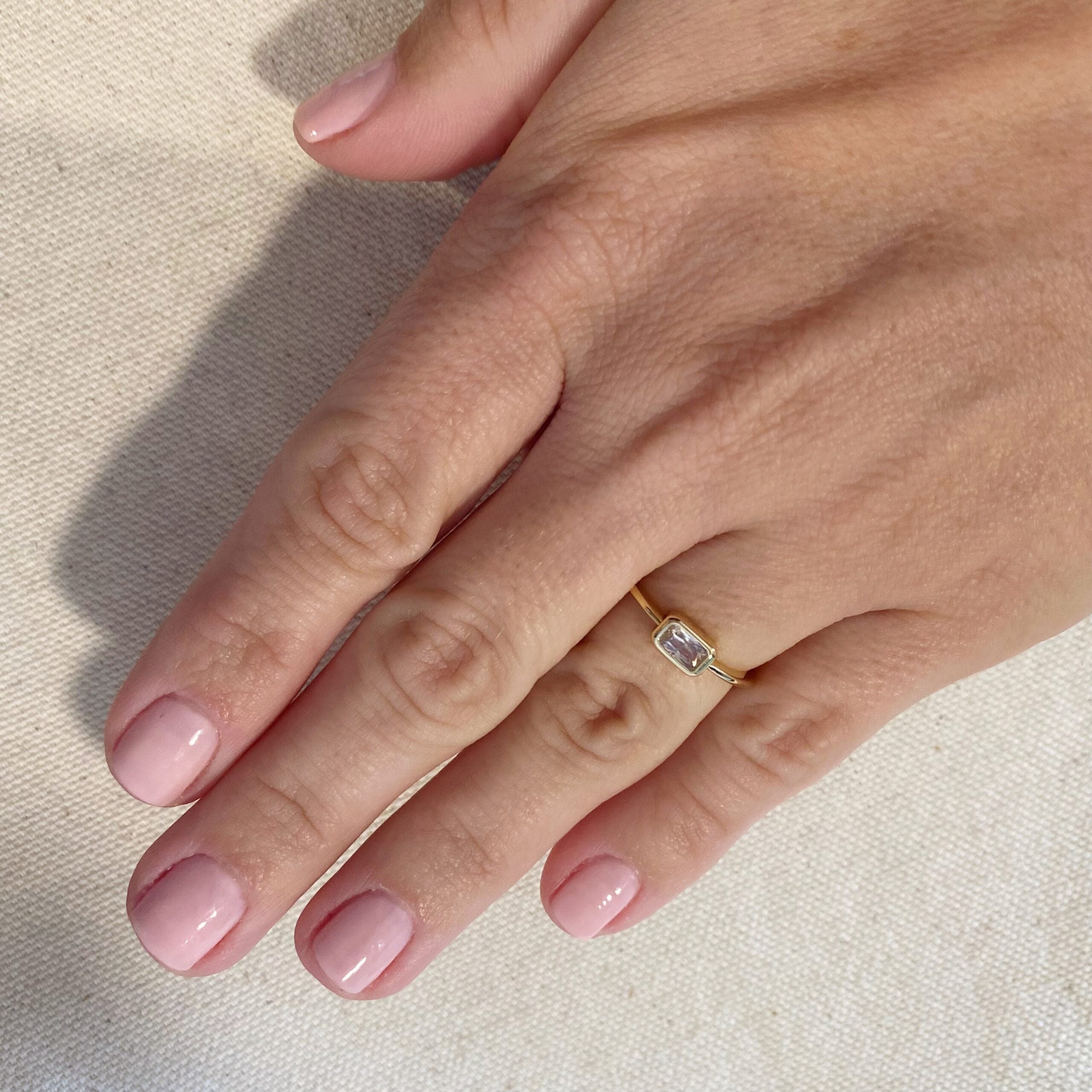 Gold Rectangle Solitaire Ring