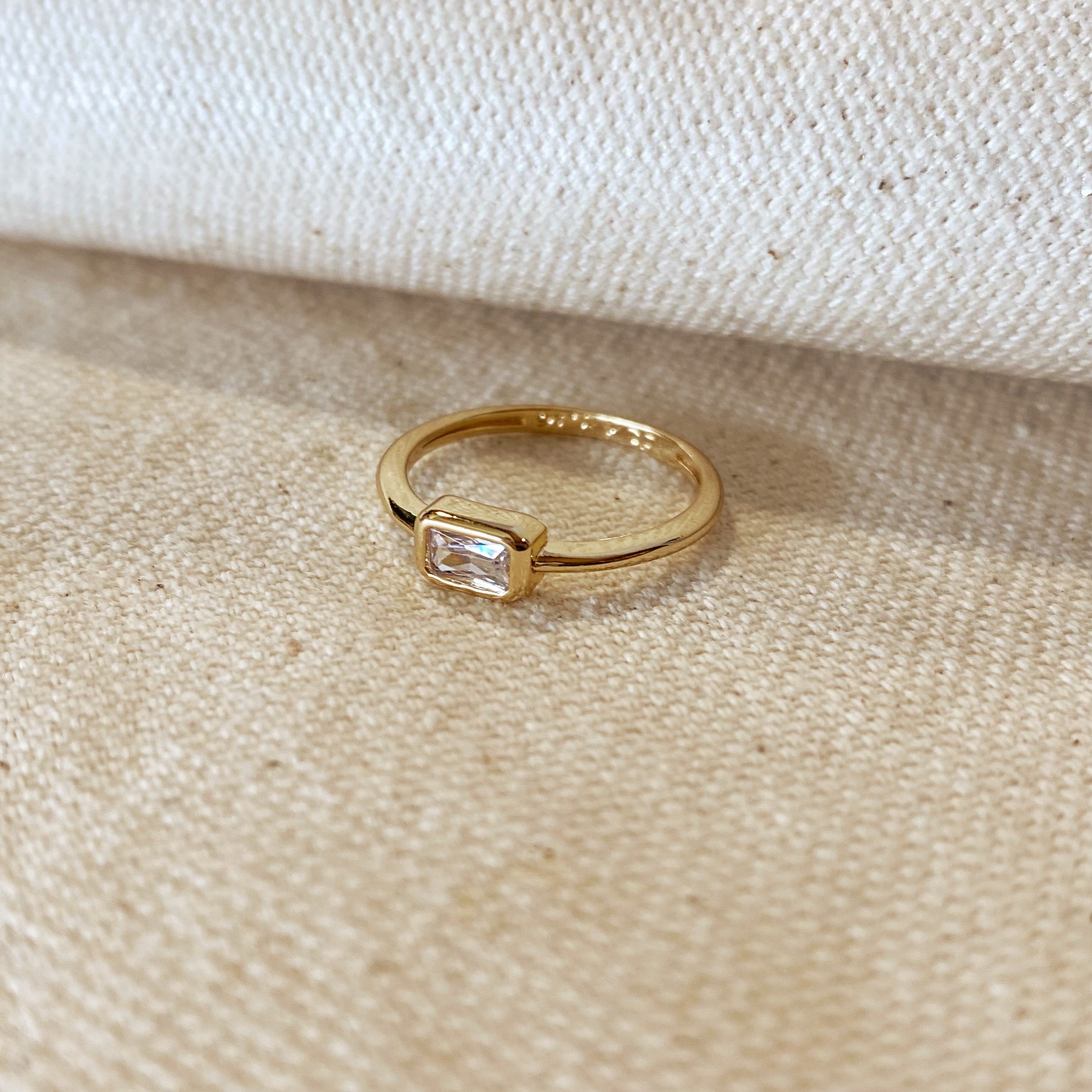 Gold Rectangle Solitaire Ring