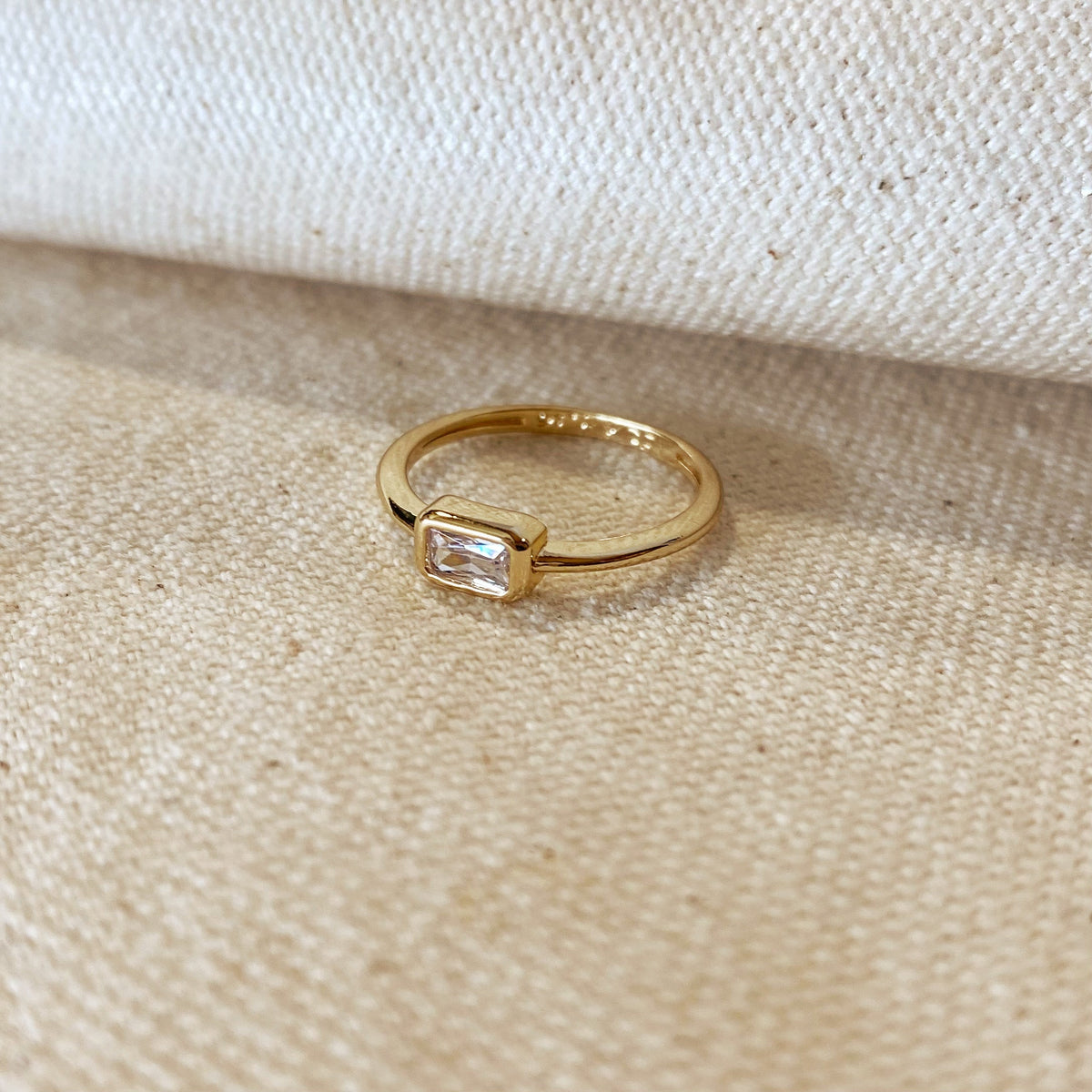Gold Rectangle Solitaire Ring