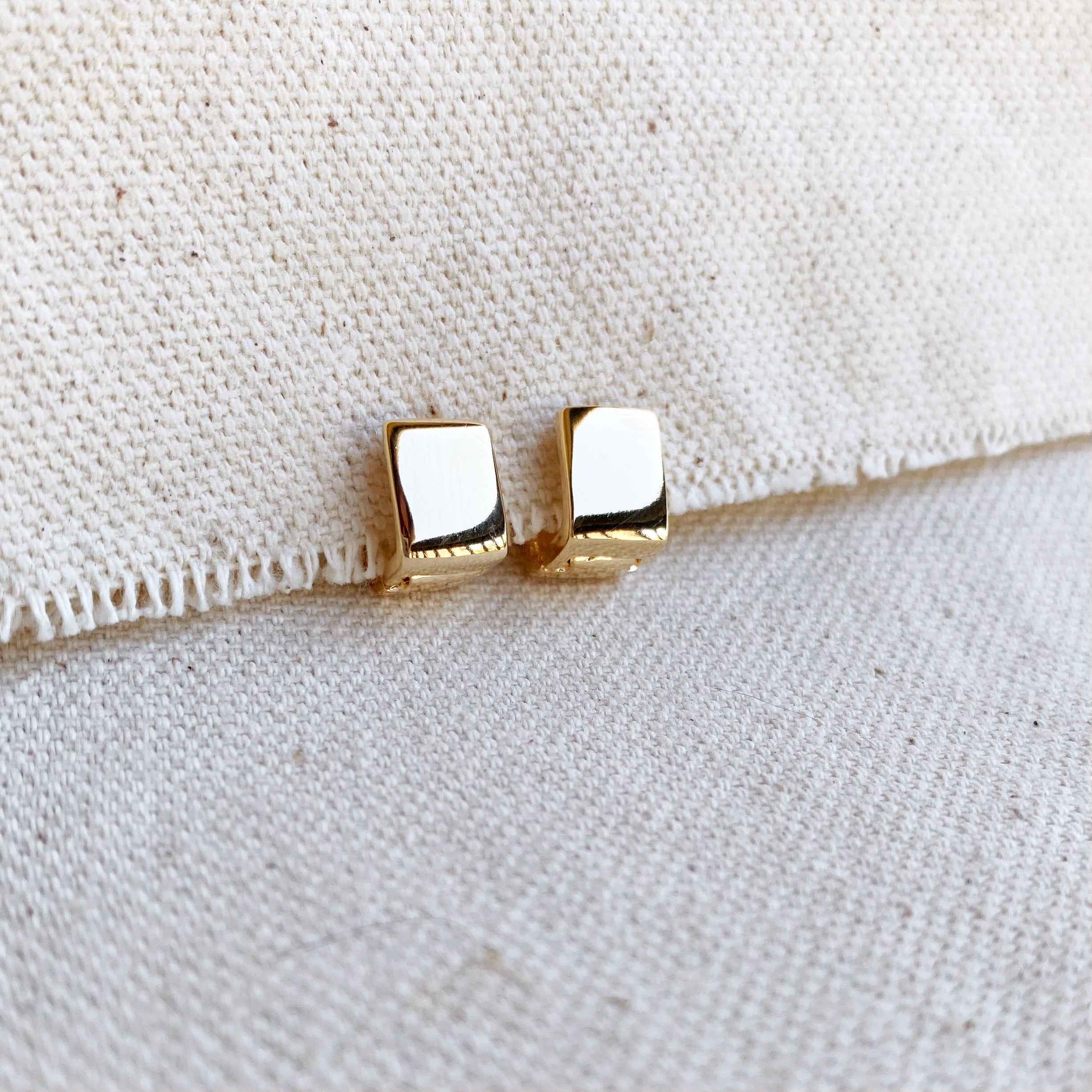 Gold Square Clicker Earrings