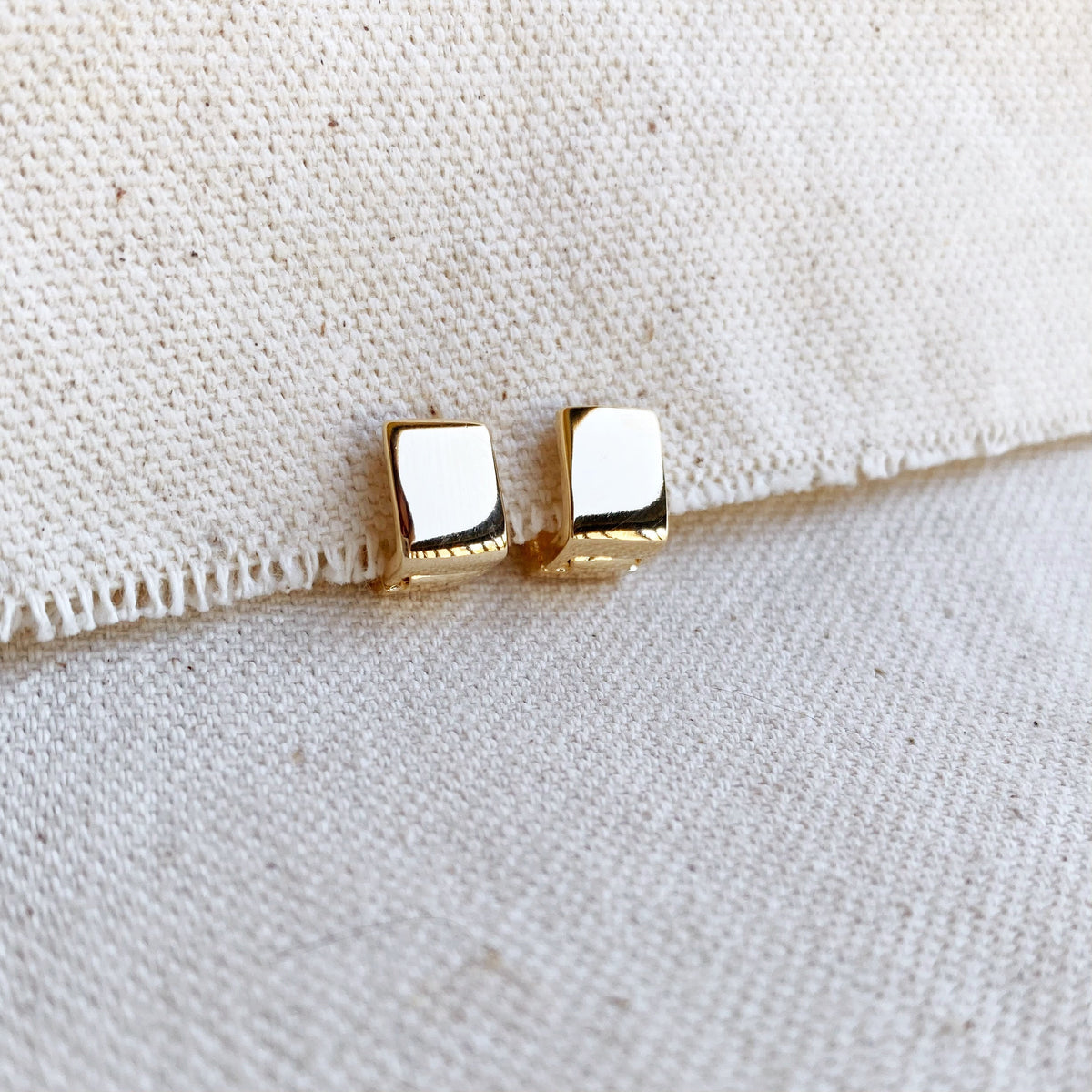 Gold Square Clicker Earrings