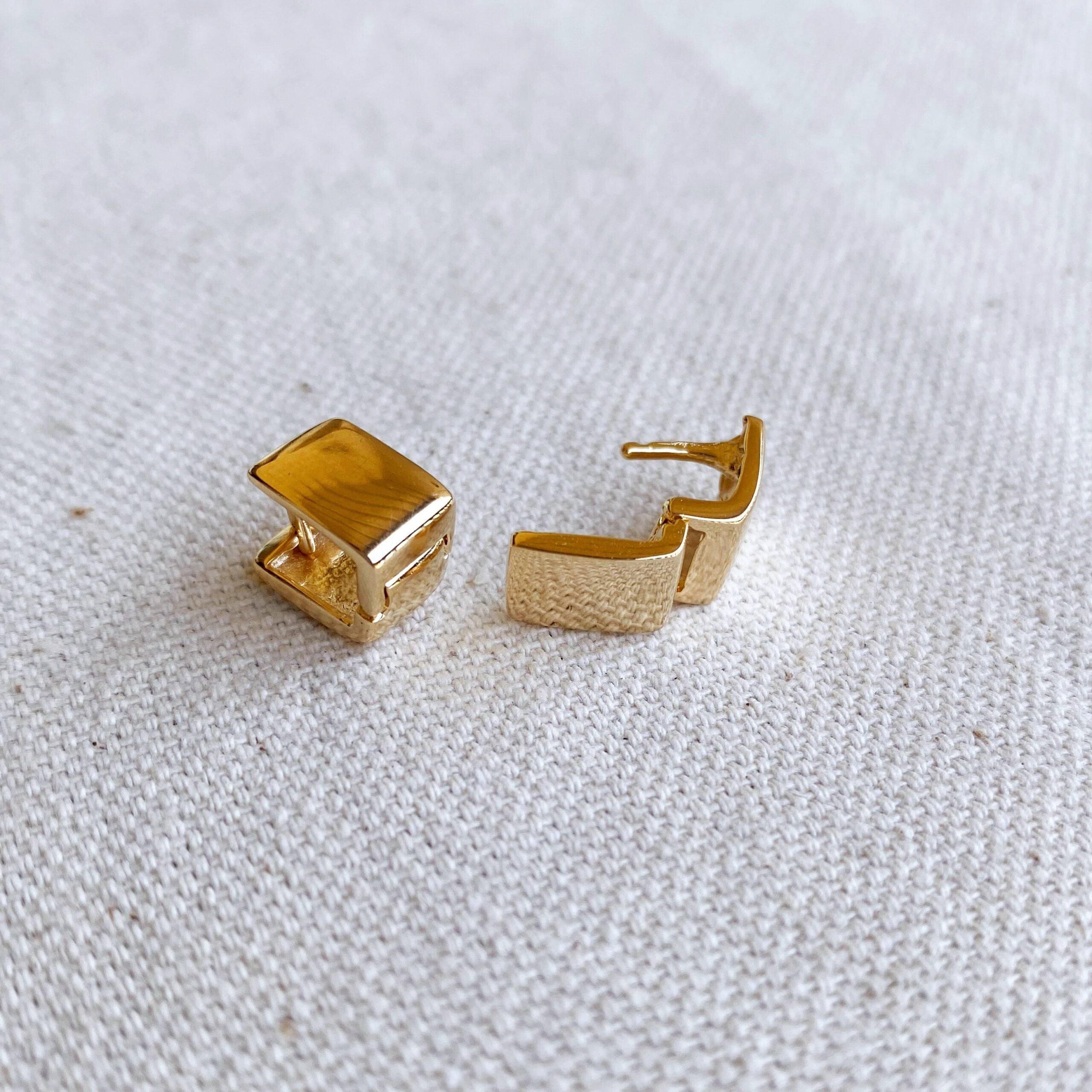Gold Square Clicker Earrings