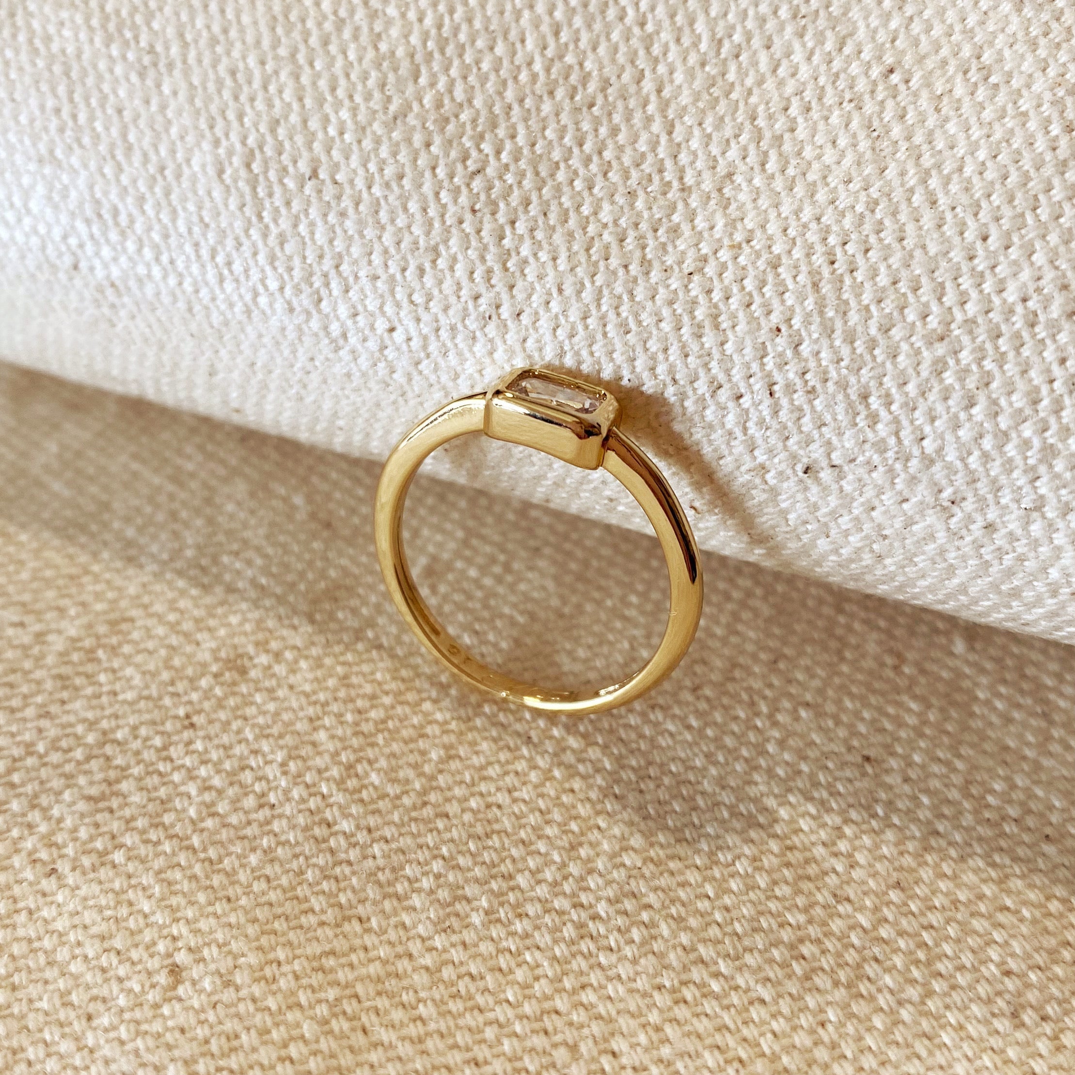 Gold Rectangle Solitaire Ring