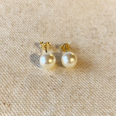 Gold 8mm Classic Pearl Stud