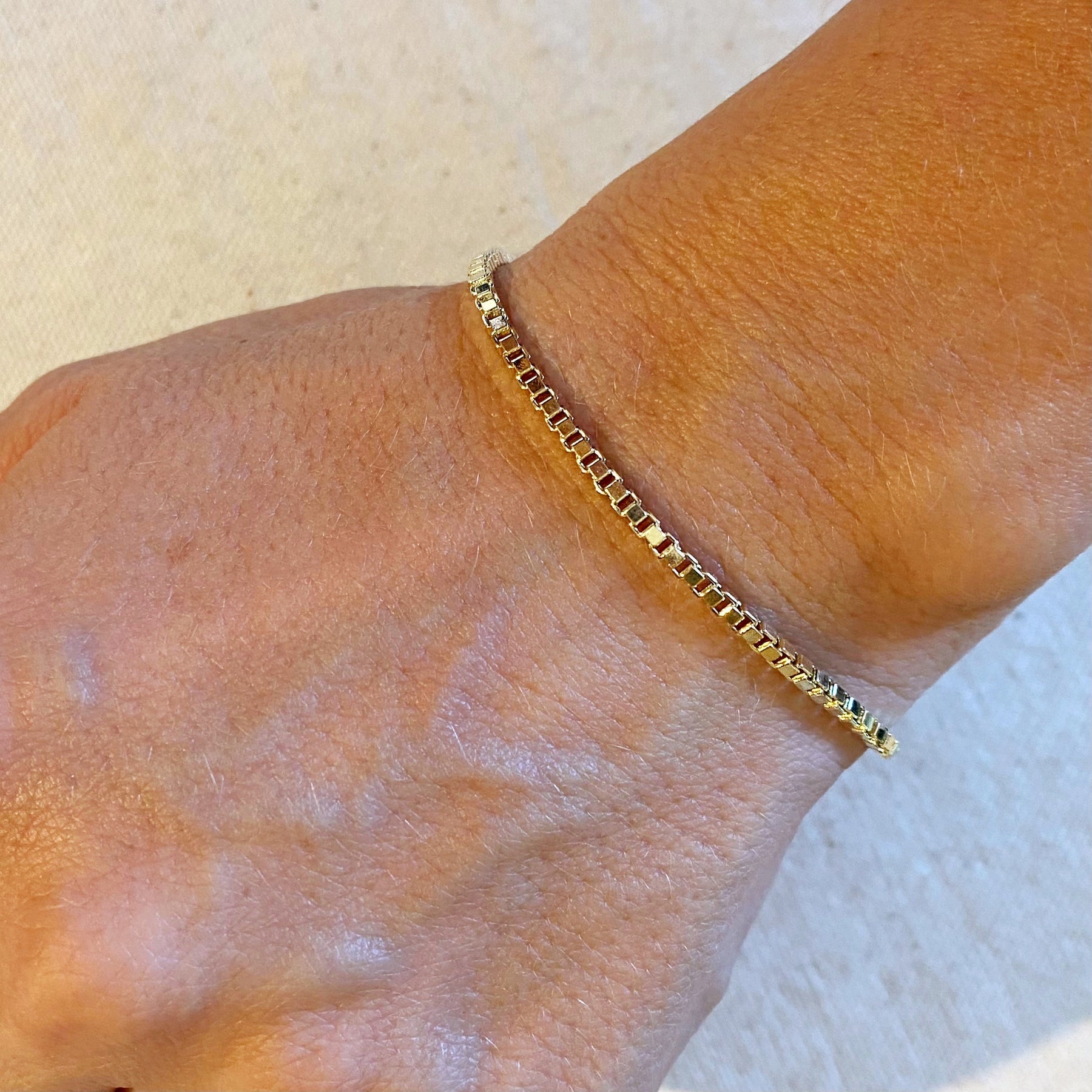 Gold 2.0 mm Box Chain Bracelet