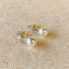 Gold 8mm Classic Pearl Stud