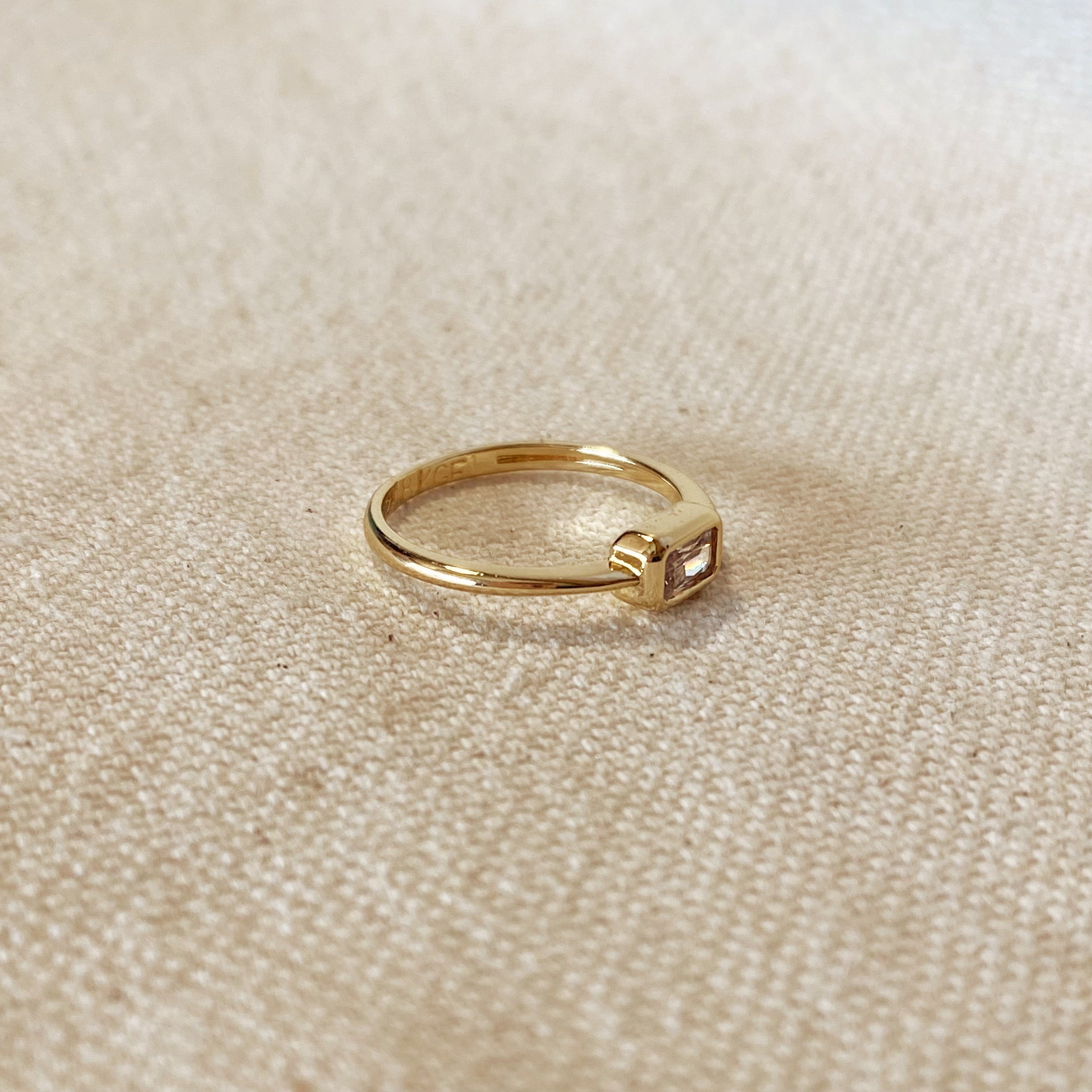 Gold Rectangle Solitaire Ring