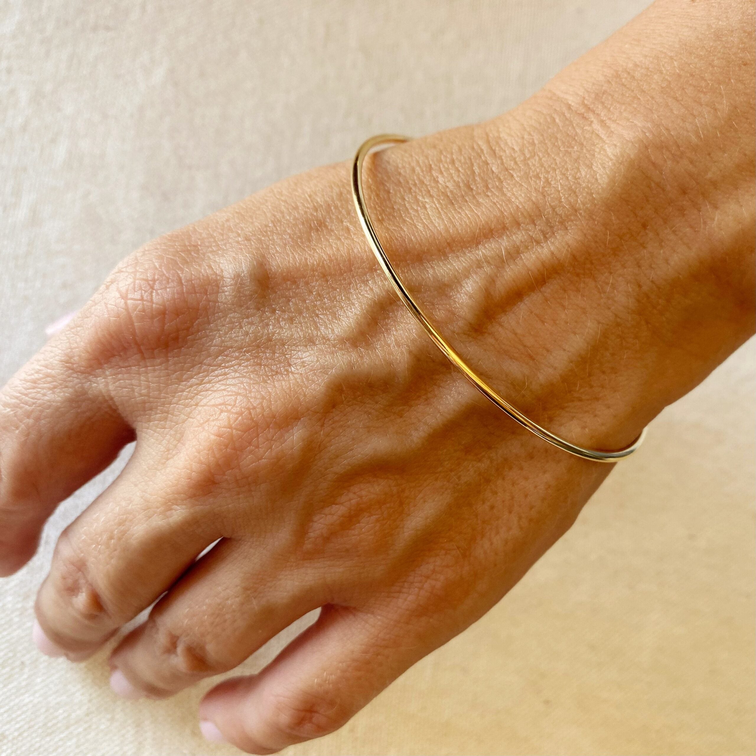 Gold Bangle Bracelet, Size 60mm