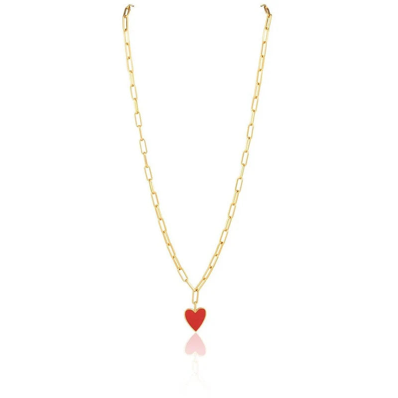 Lila Enamel Heart Necklace
